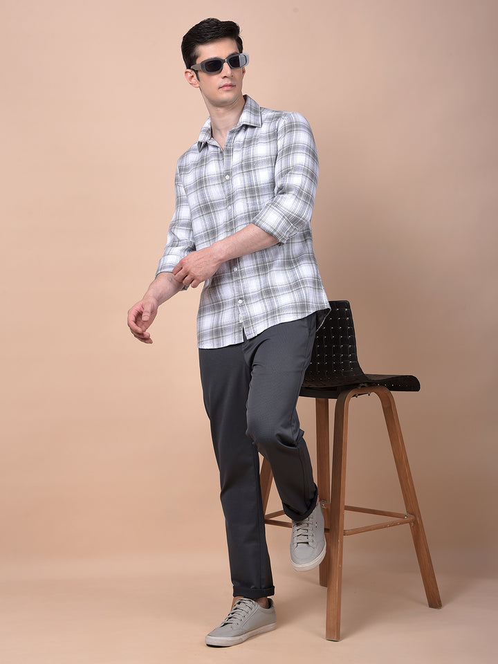 Tailored Trim Grey Printed Trousers
