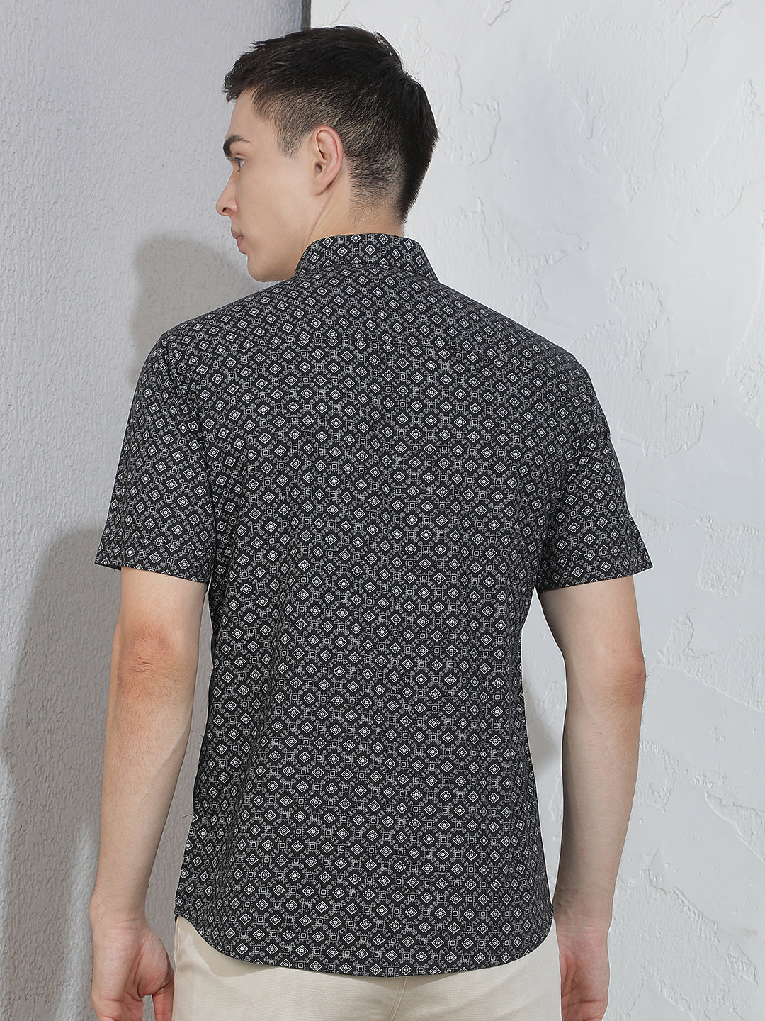Black Geometric Print Shirt