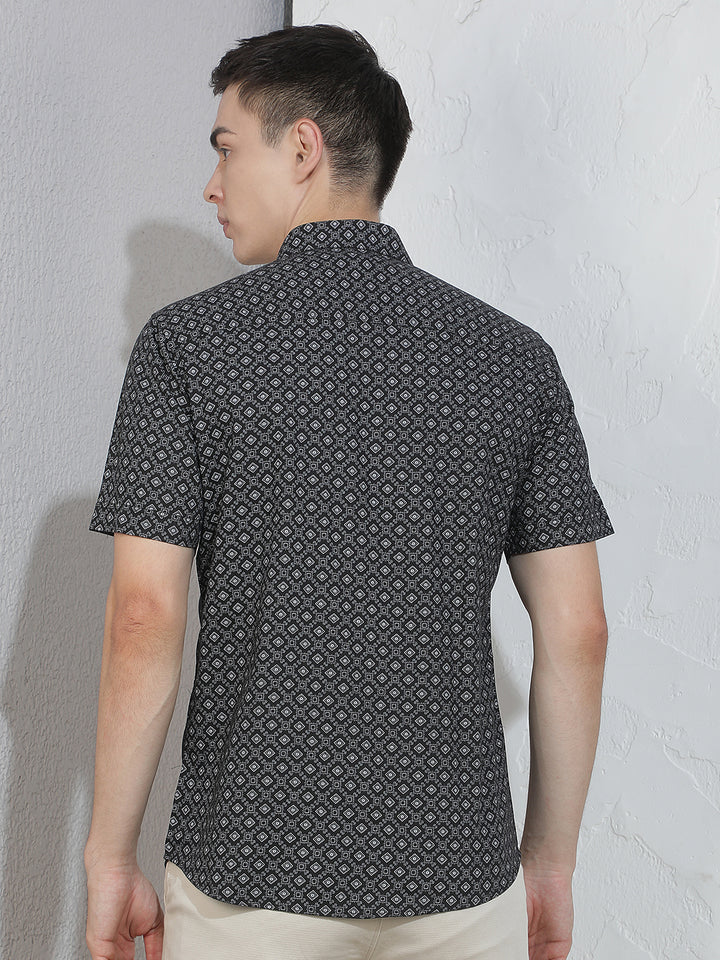 Black Geometric Print Shirt