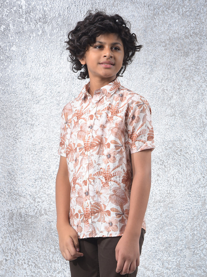 Brown Floral Print Shirt