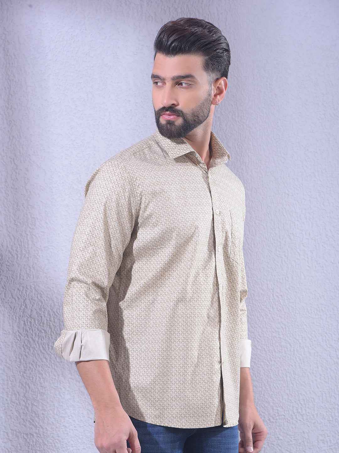 Beige Printed Shirt