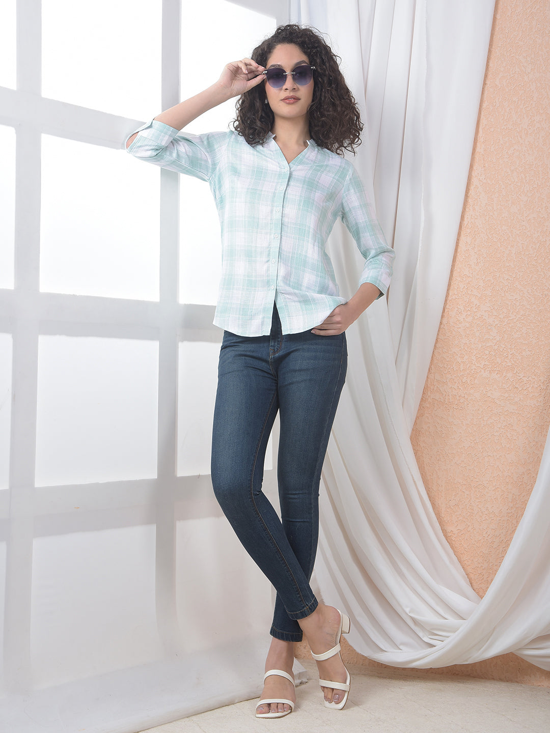Mint Breeze Checked Green Shirt