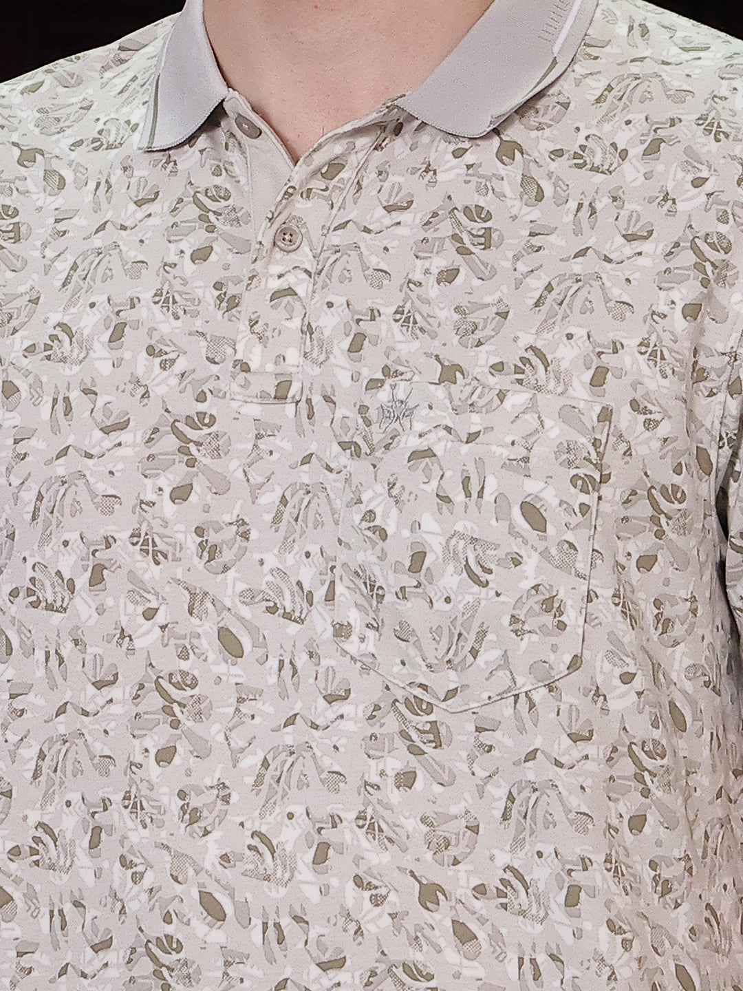 Green Printed Polo Neck T-Shirt