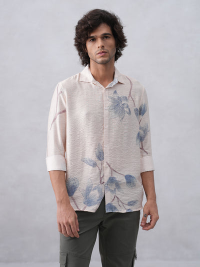 Chic Floral Beige Print Shirt