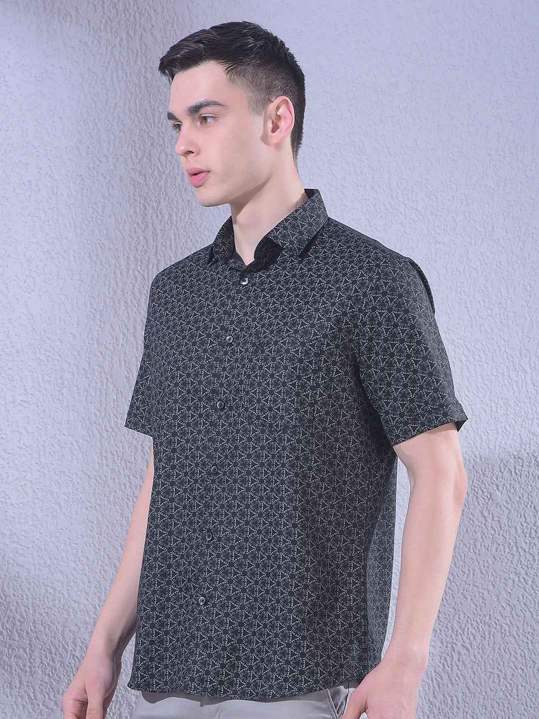 Black Geometric Print Shirt