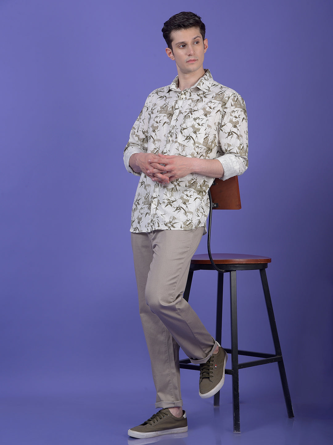 Khaki Printed Trousers