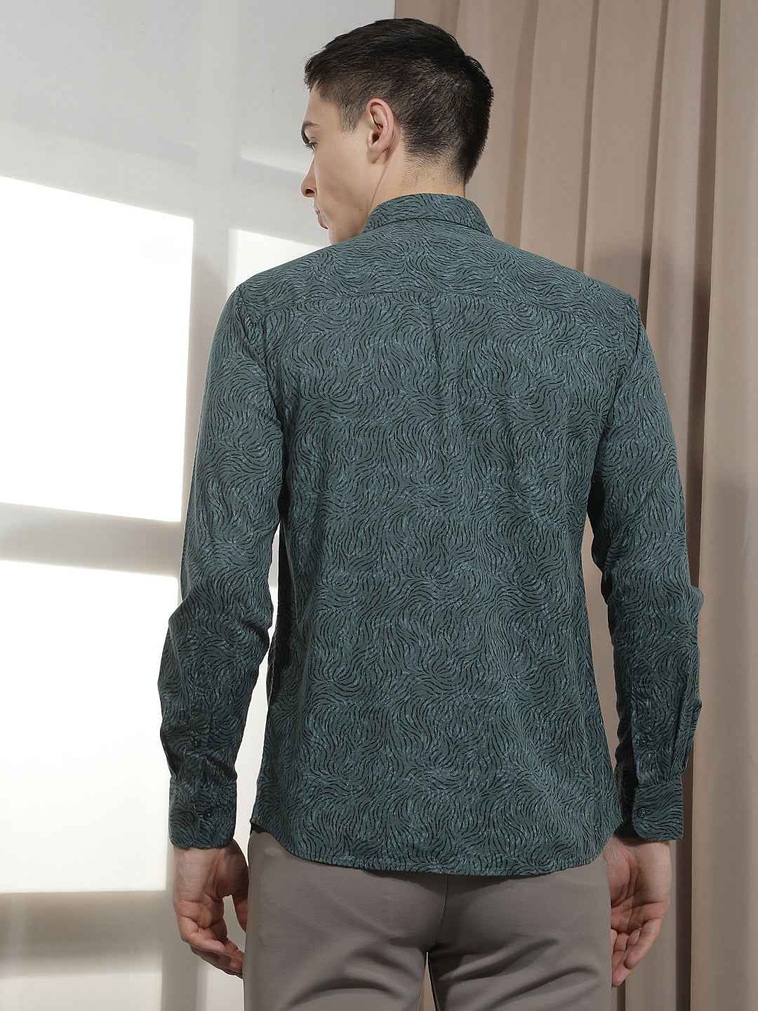Vivid Green Botanical Printed Shirt