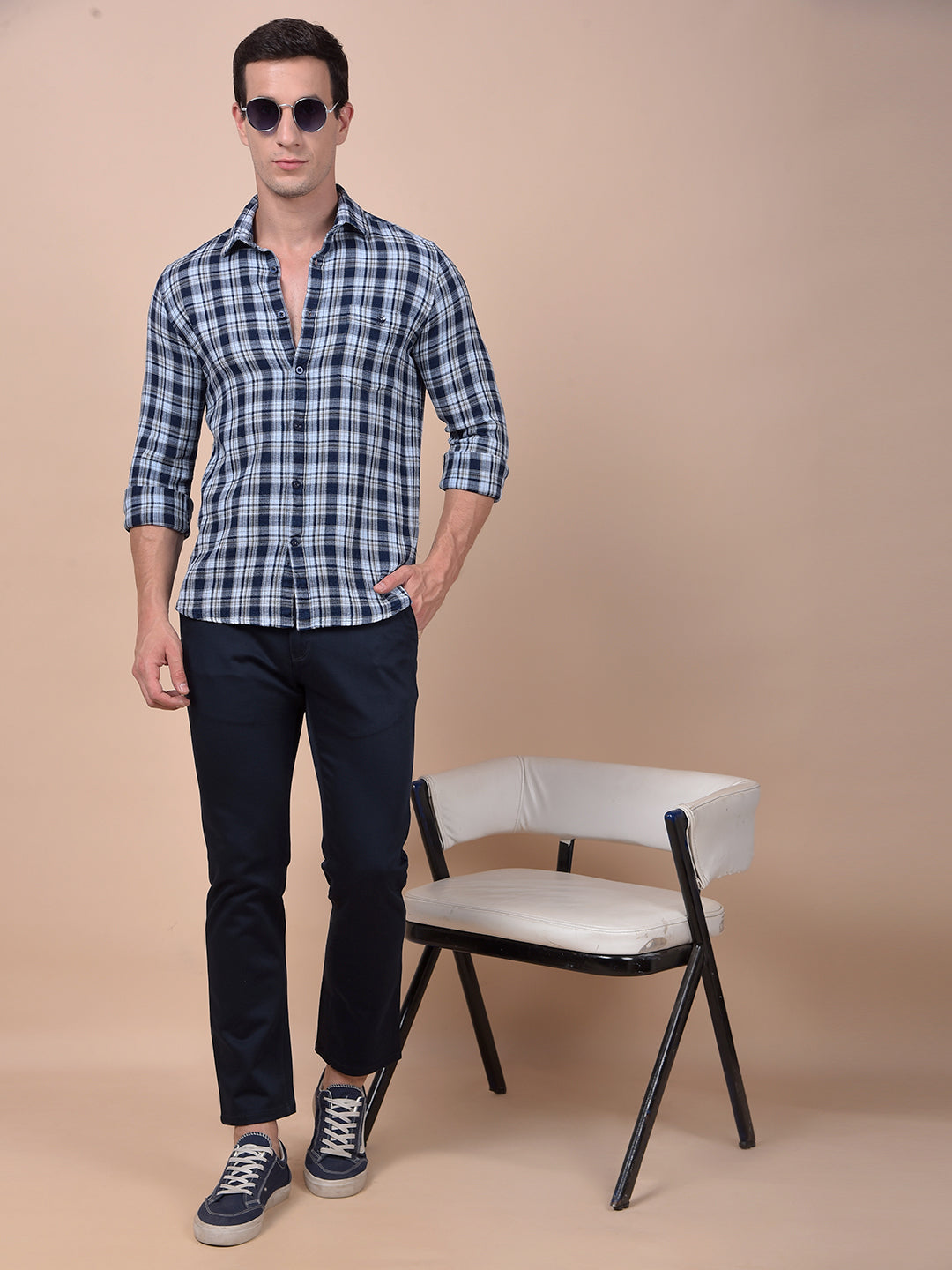 Brown Checked 100% Cotton Shirt