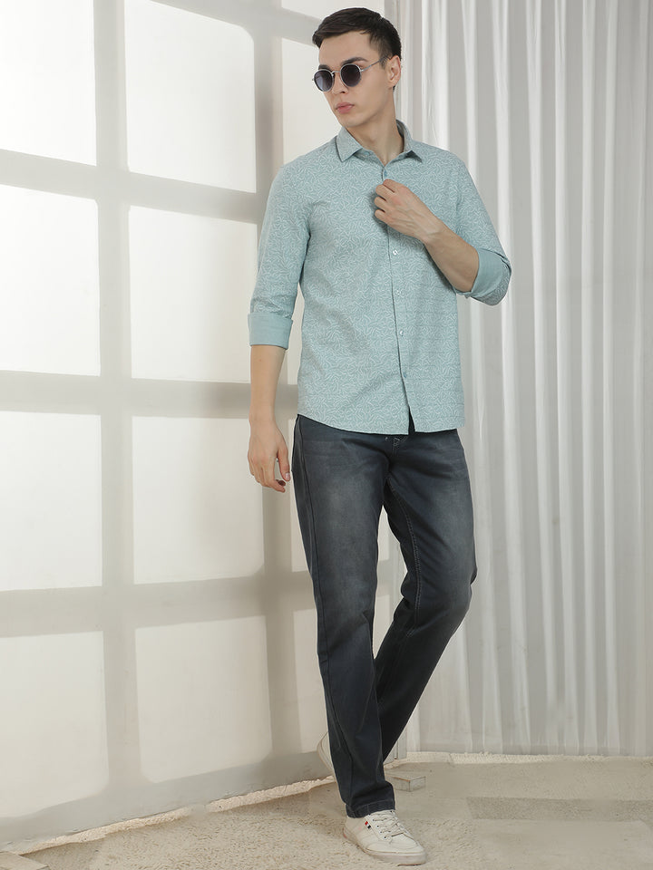 Green Printed 100% cotton Shirt