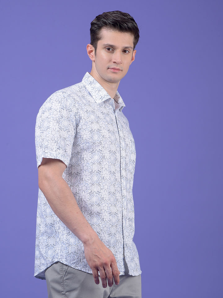 Grey Floral Print Shirt