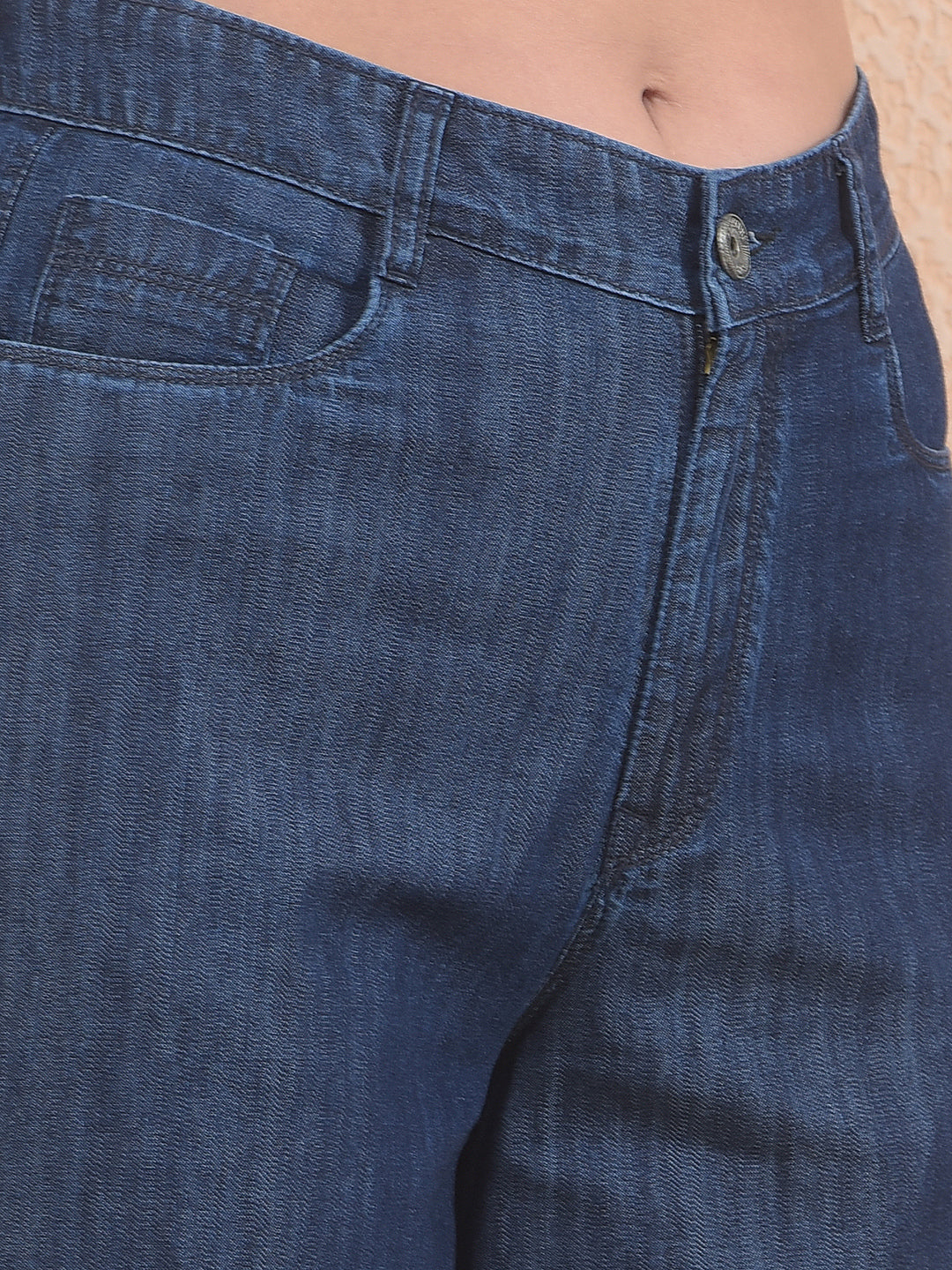 Wide Leg 100% Cotton Navy Blue Jeans