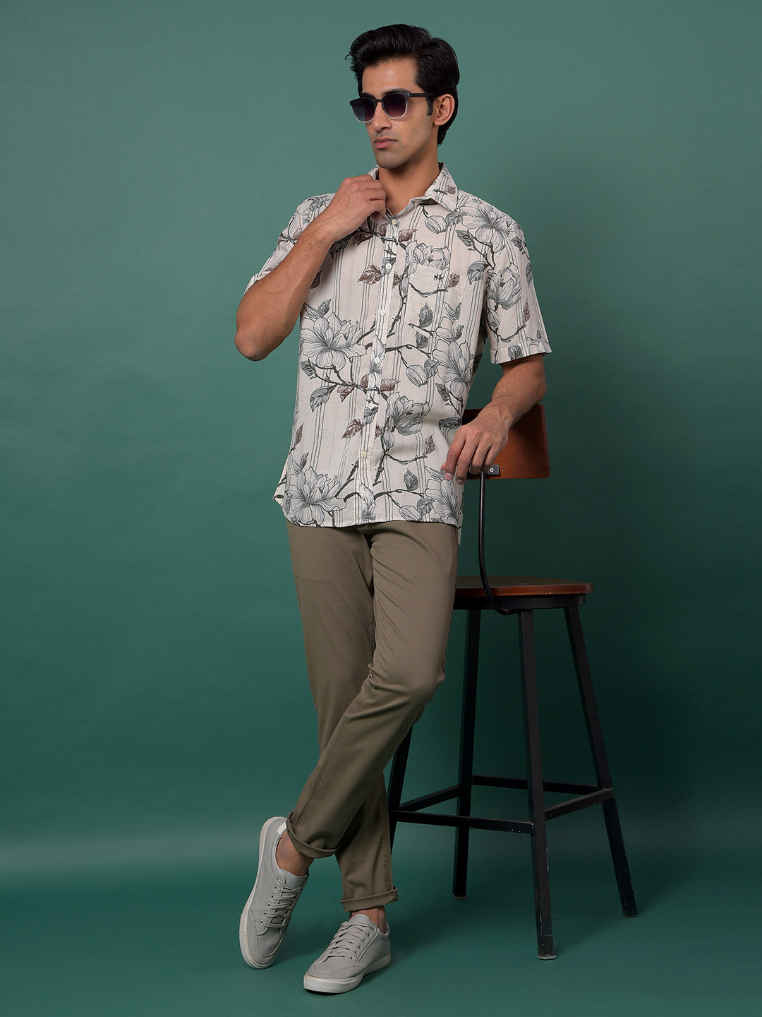 Khaki Printed Trousers