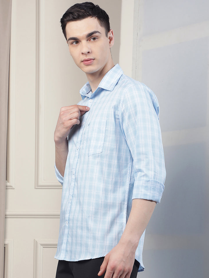 Blue Checked 100% Cotton Shirt
