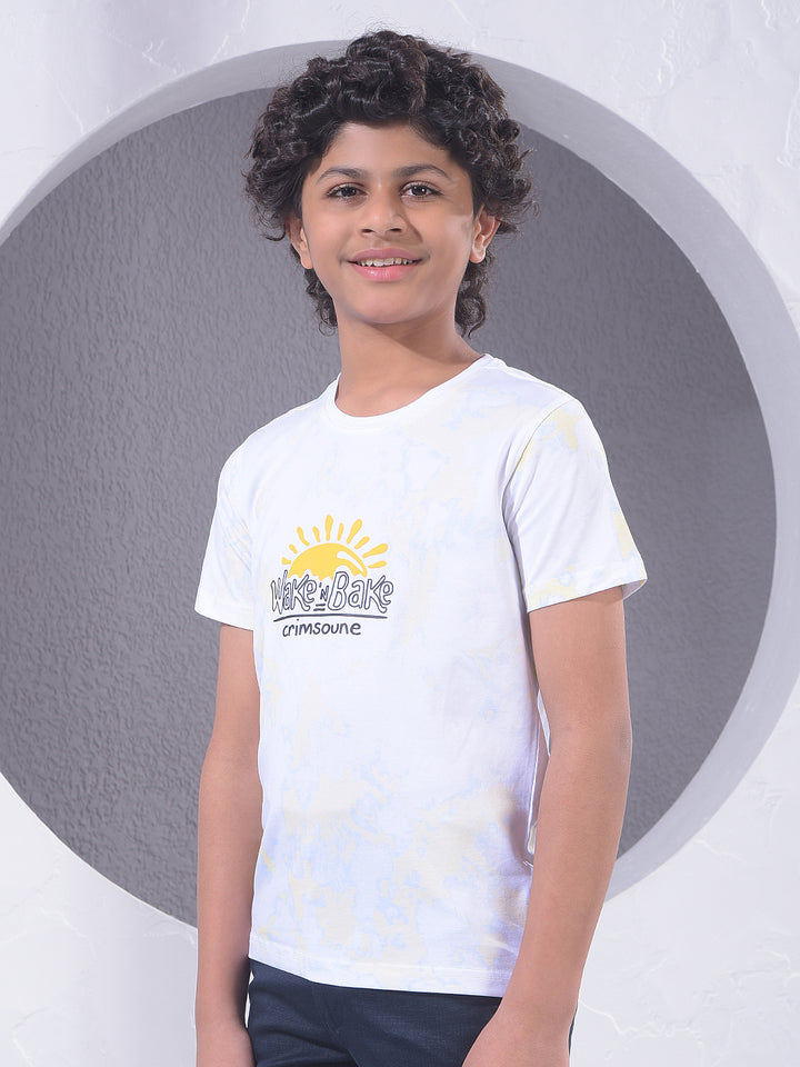 White Printed T-Shirt-Boys T-Shirts-Crimsoune Club