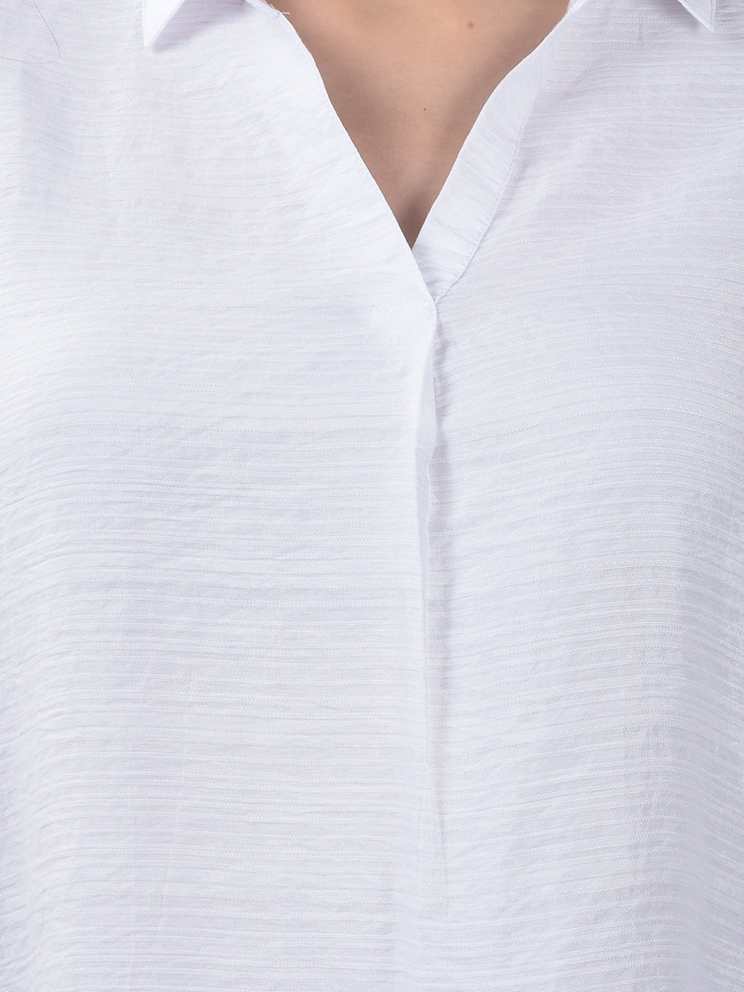 Ivory White Crinkled Textured Relaxed Fit Top