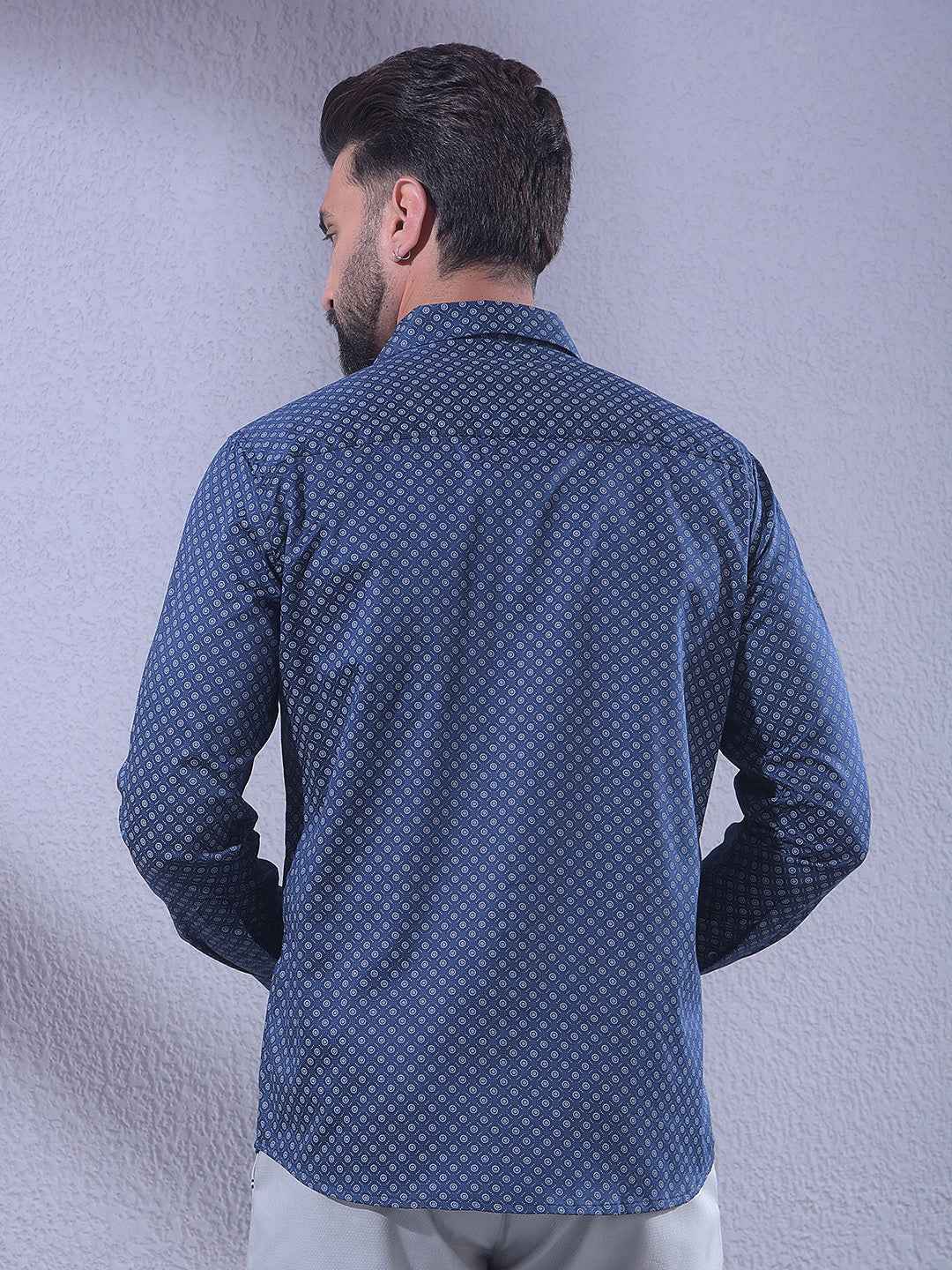 Navy Blue Printed Shirt