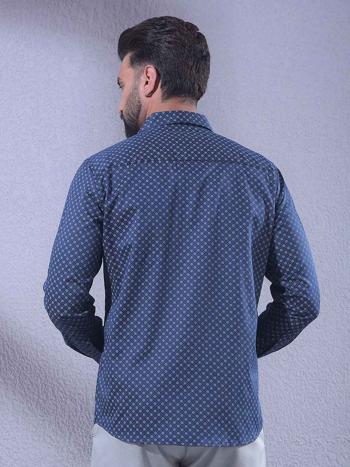 Navy Blue Printed Shirt