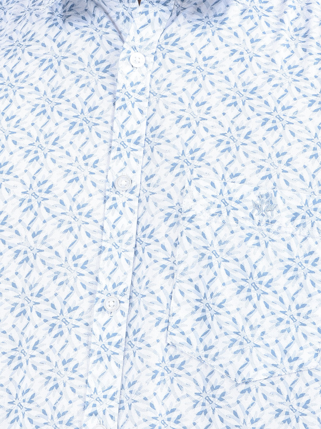 Blue Floral Print 100% Cotton Shirt
