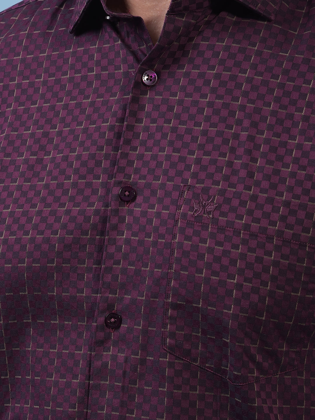 Navy Blue Printed 100% Cotton Shirt-Men Shirts-Crimsoune Club