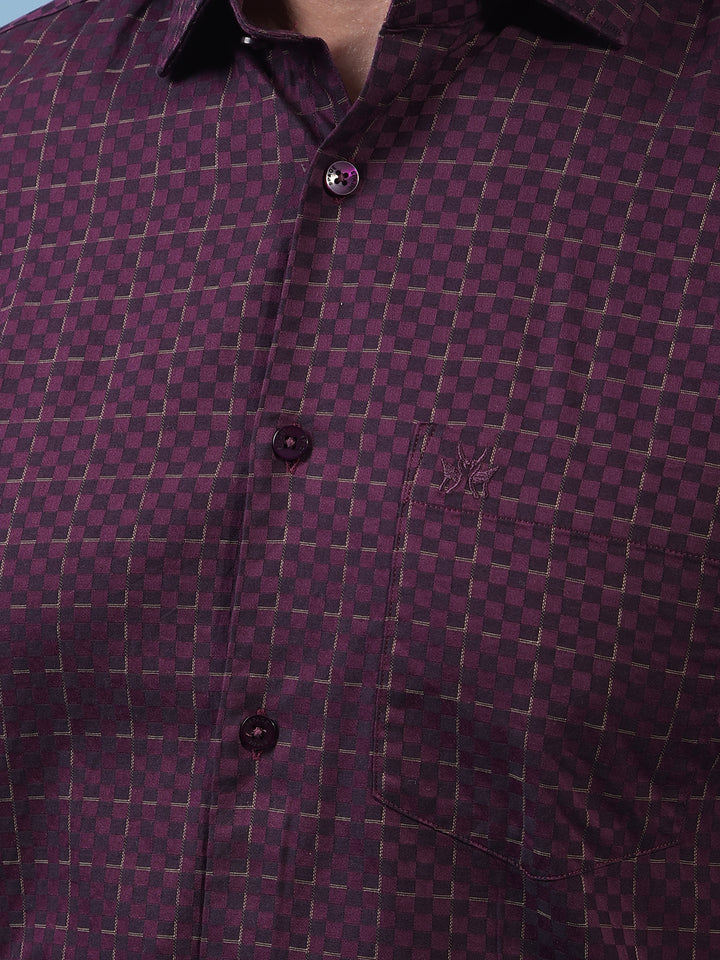 Navy Blue Printed 100% Cotton Shirt-Men Shirts-Crimsoune Club