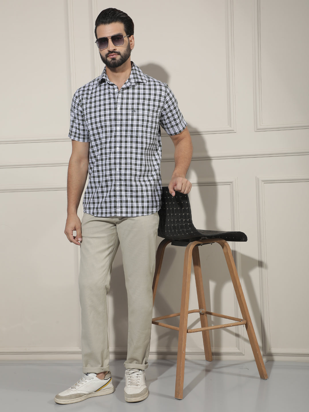 Structured Biscotti Beige Textured Trousers