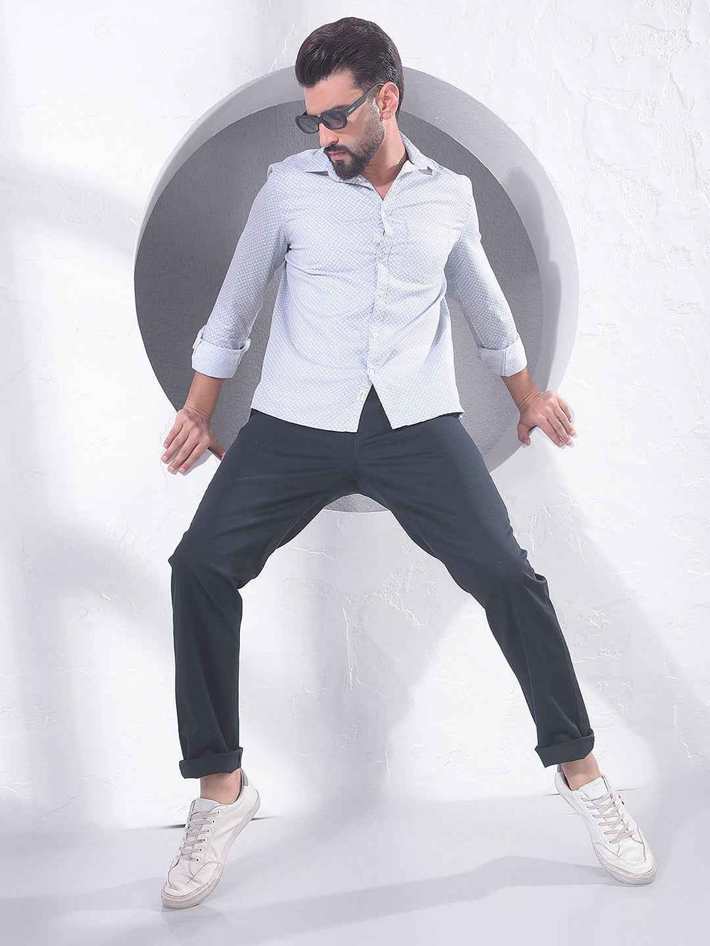 Grey Geometric Print Shirt