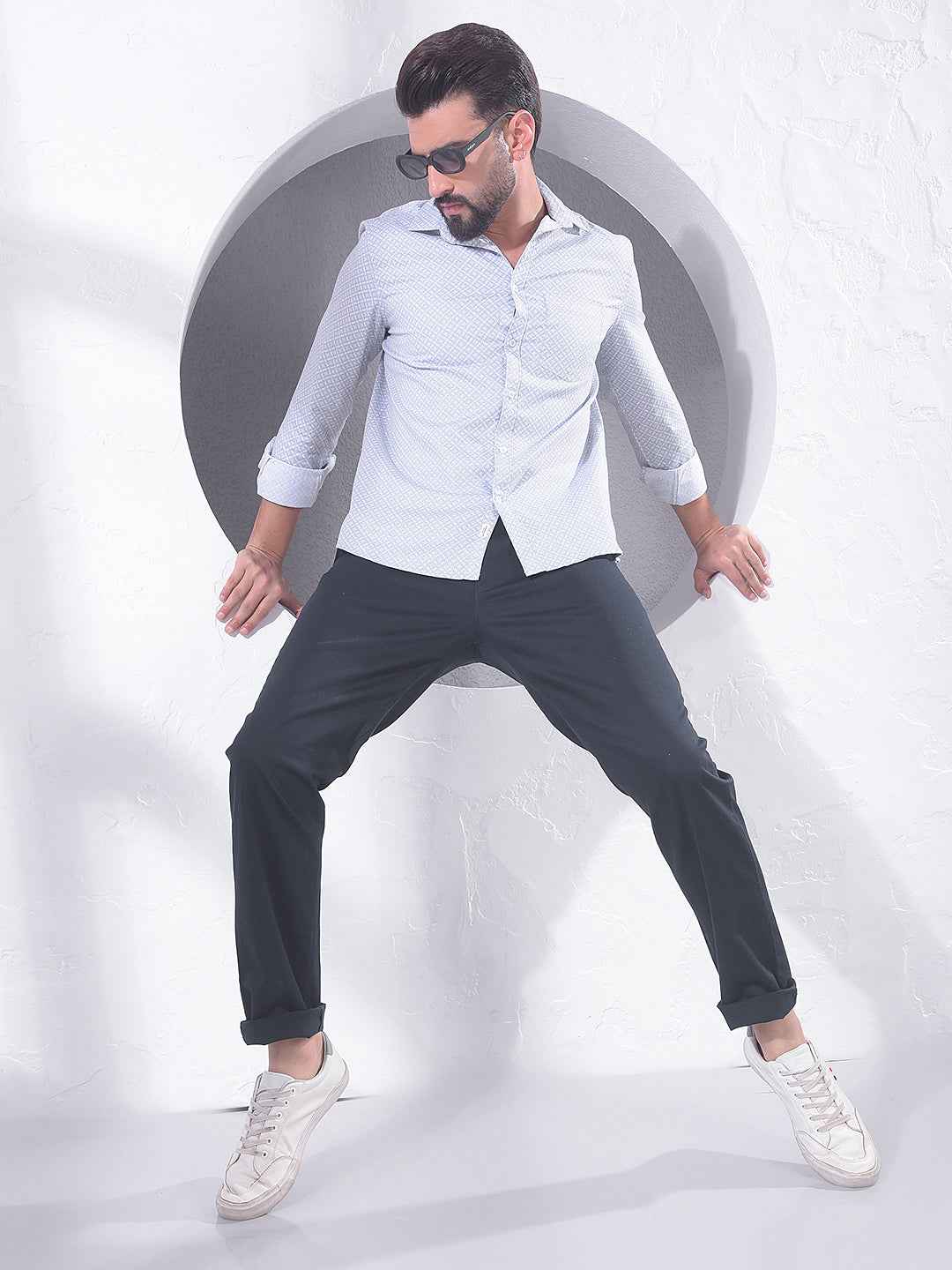 Grey Geometric Print Shirt