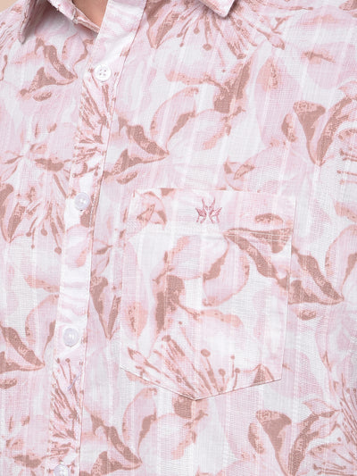 Peach Floral Print Shirt