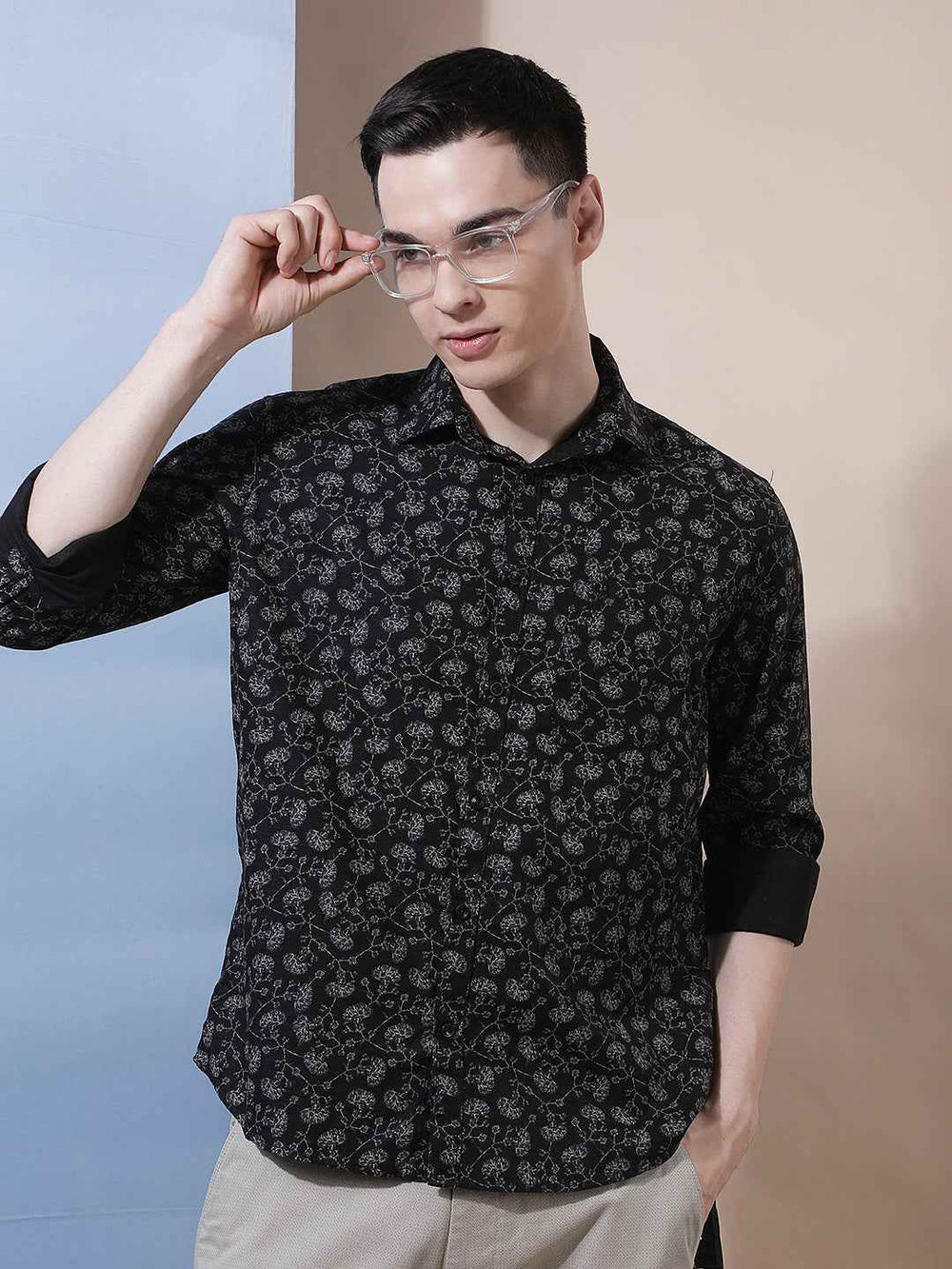 Black Floral Print Shirt