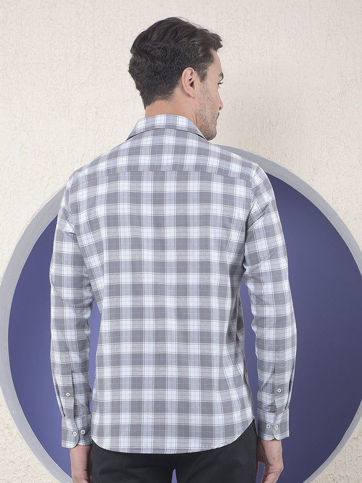 Checked 100% Cotton Grey Shirt