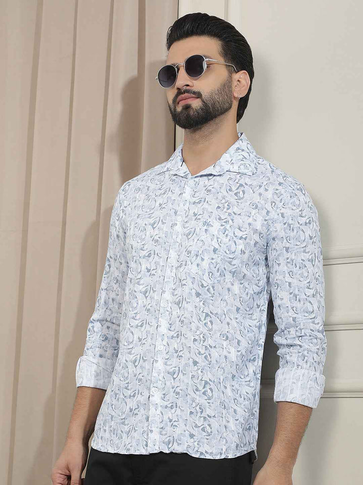Blue Abstract Print Shirt