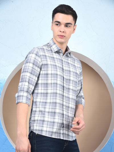 Grey Checked 100% Cotton Shirt