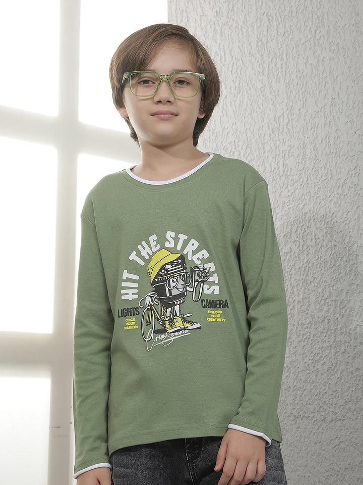 Fern Green Graphic Print 100% Cotton T-Shirt