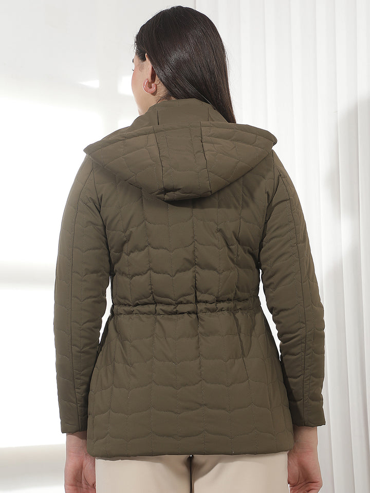 Olive Hooded Puffer Jacket