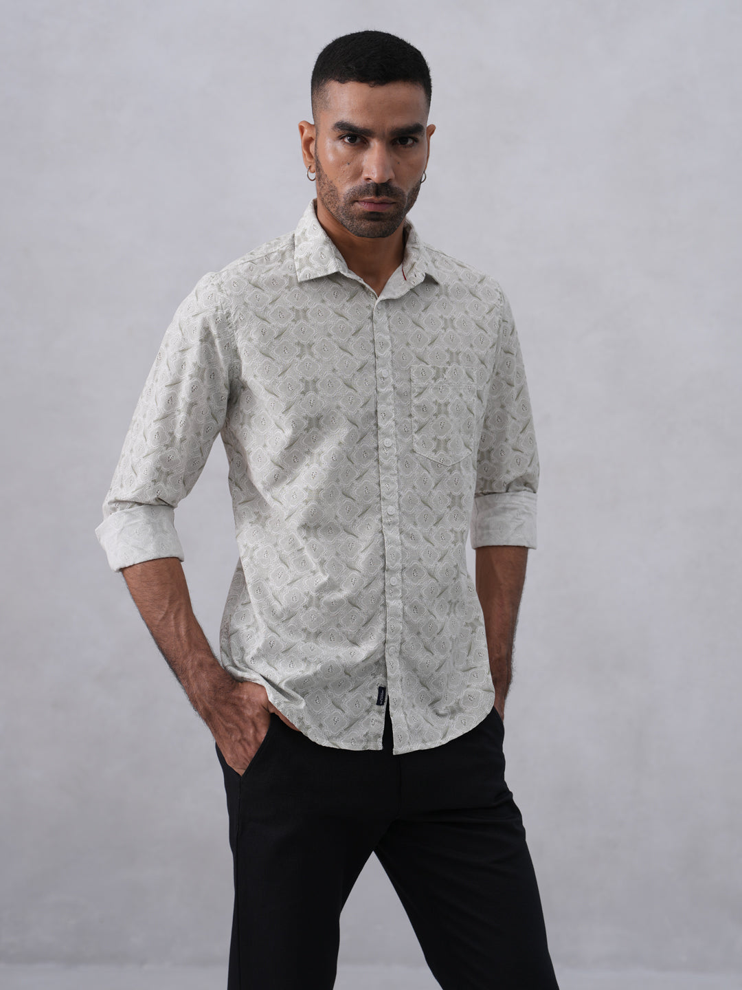 Vivid Green Printed Shirt