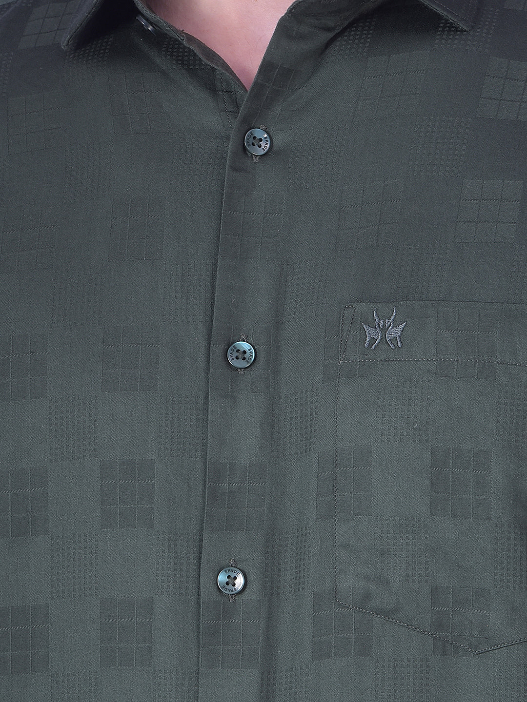 Green Jacquard 100% Cotton Shirt