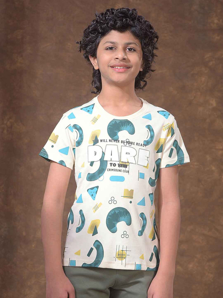 Cream Typographic Print T-Shirt