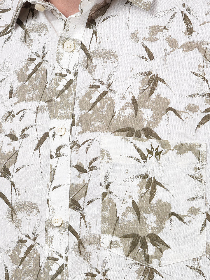 Olive Floral Print Shirt