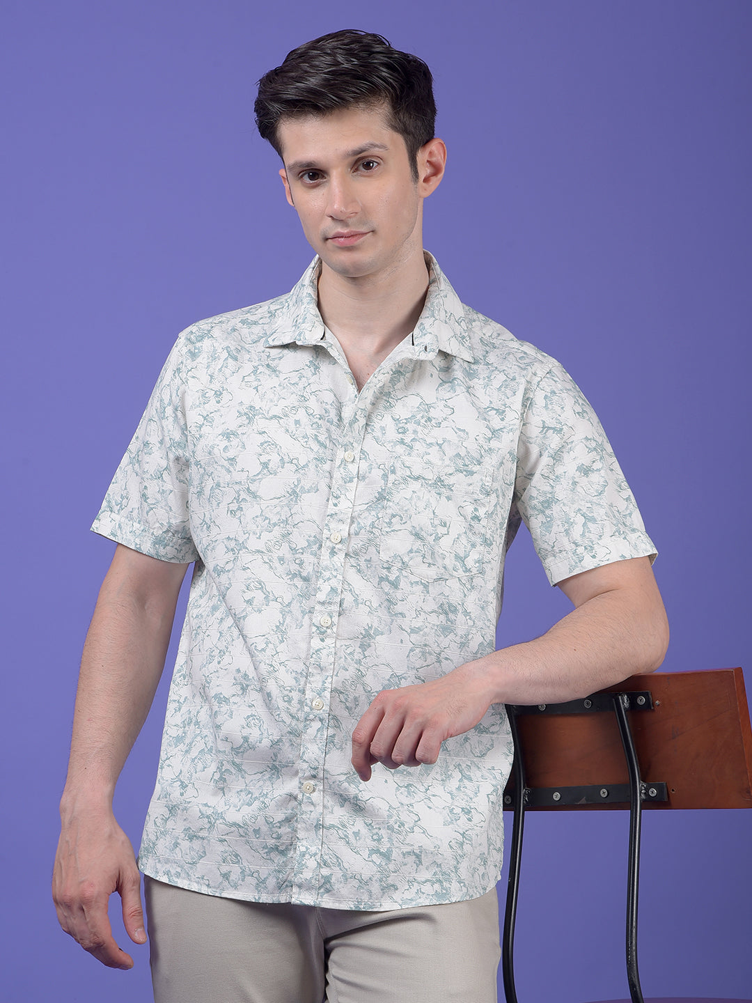 Grey Printed 100% Cotton Shirt