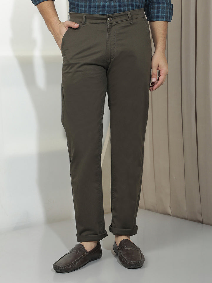 Grey Straight Stretchable Trousers-Men Trousers-Crimsoune Club
