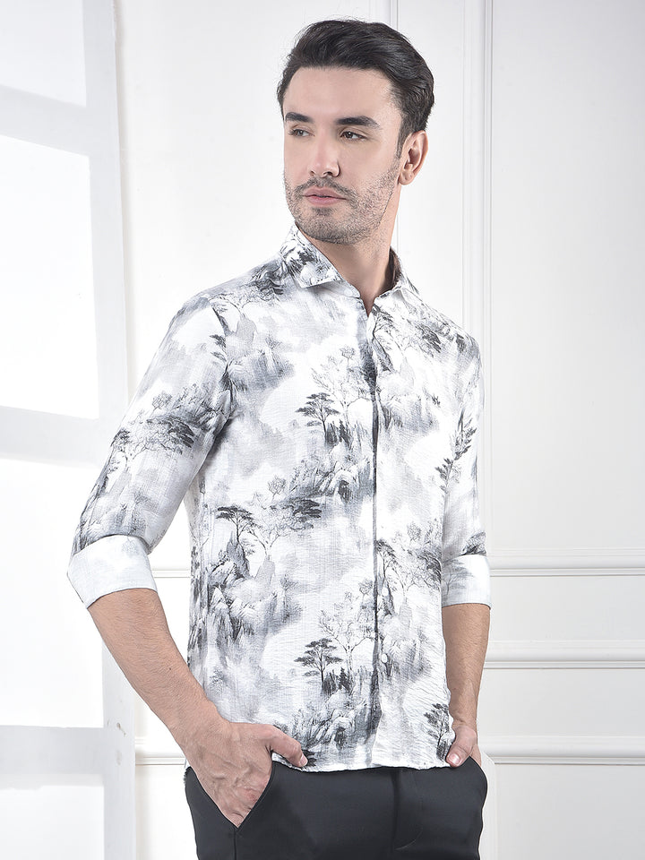 Grey Floral Print Shirt