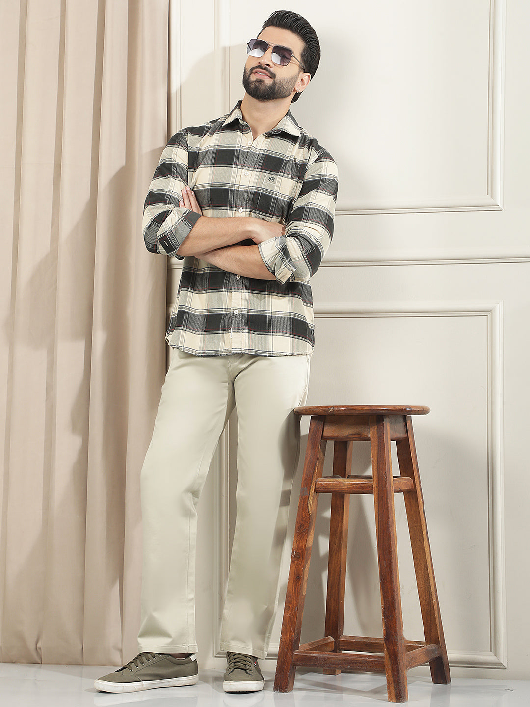 Green Checked Corduroy Shirt