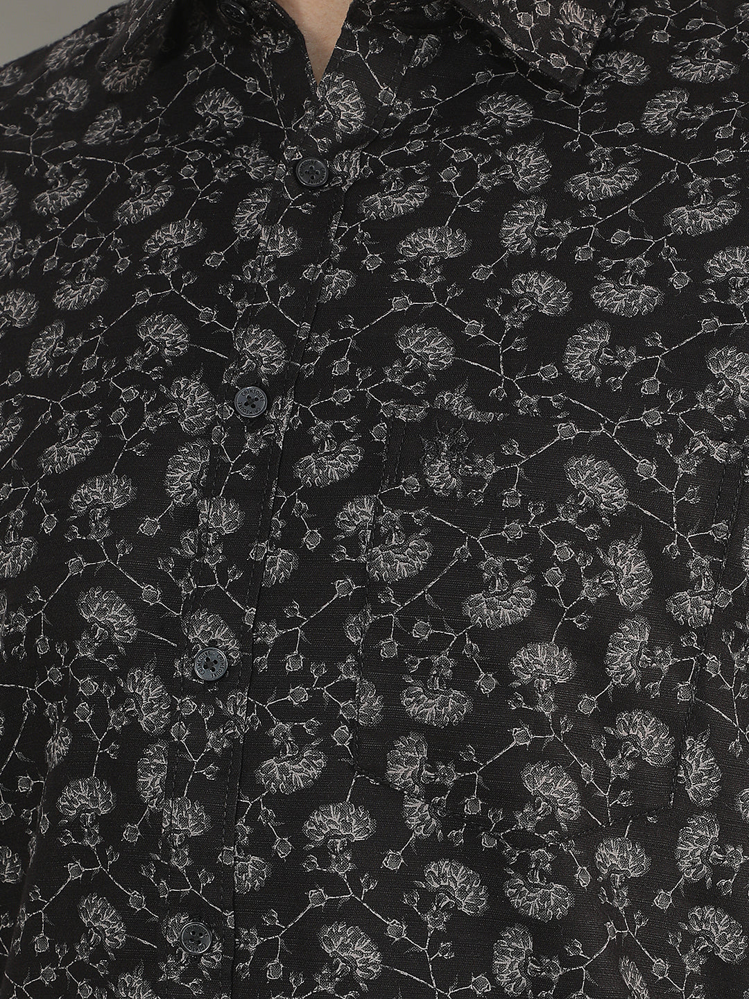 Black Floral Print Shirt