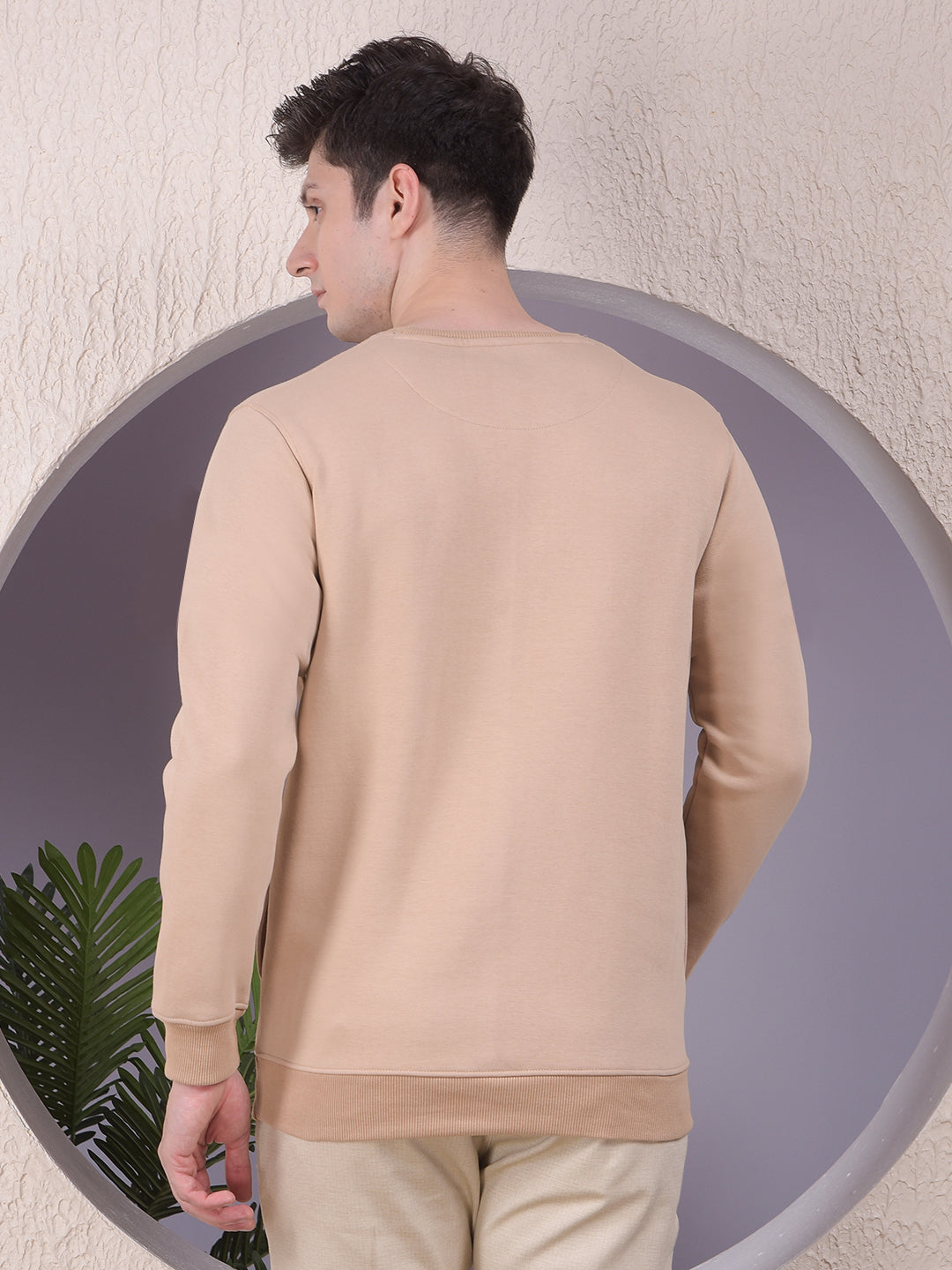 Urban Style Beige Sweatshirt with Brand Logo