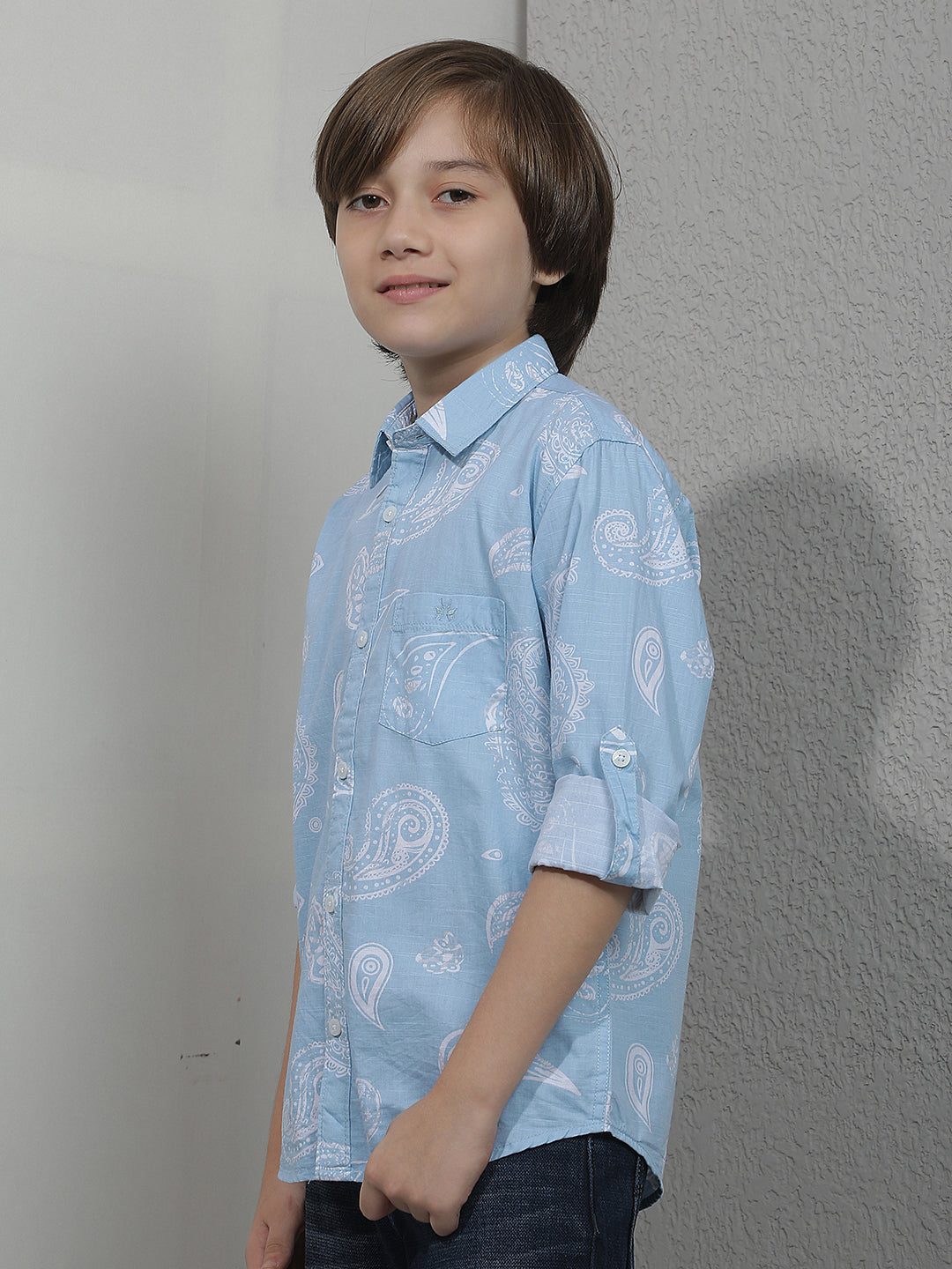 Sky Blue Graphic Print Shirt