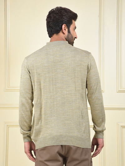Beige High-Neck Knitted Sweater