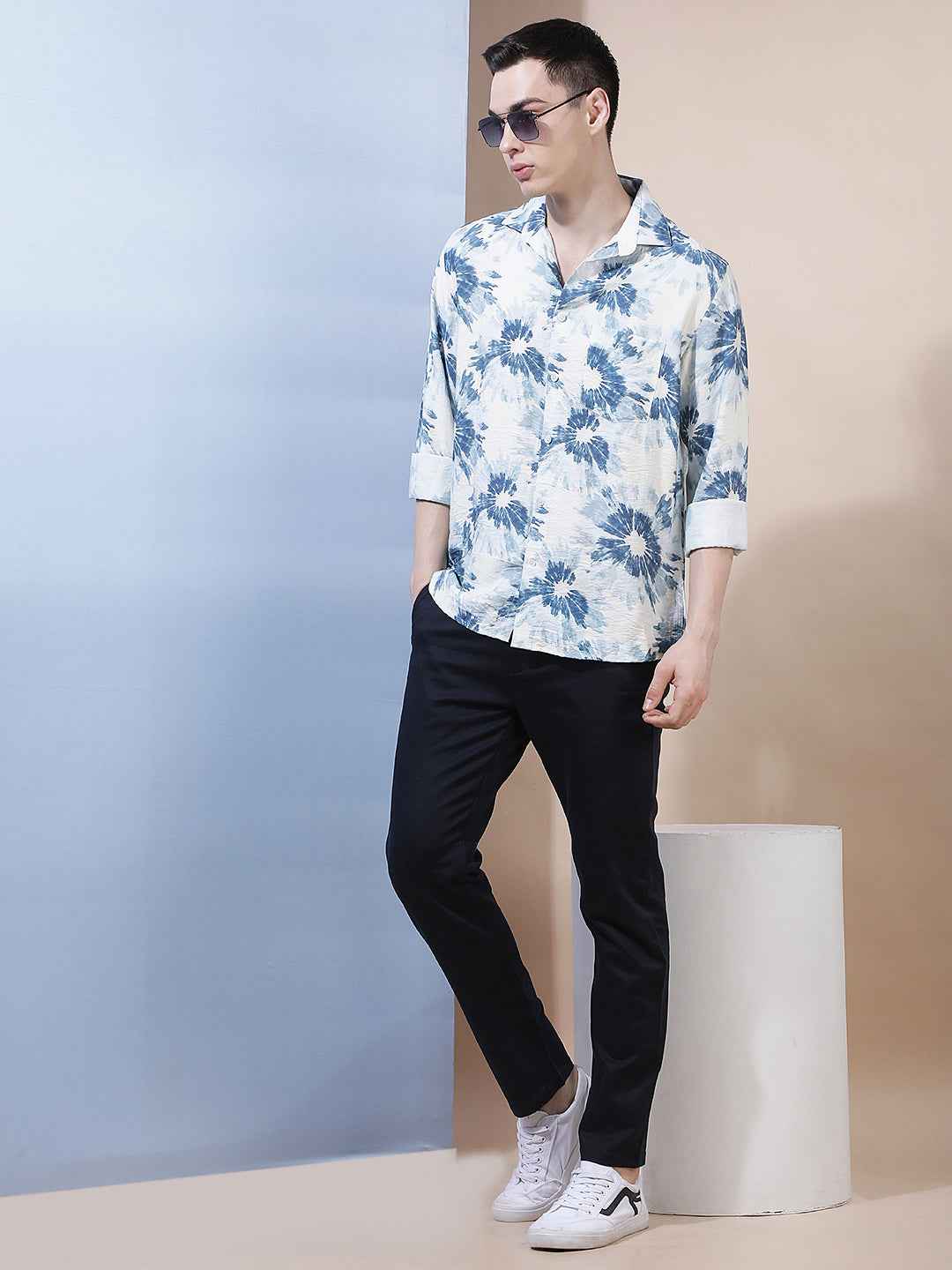 Blue Abstract Print Shirt