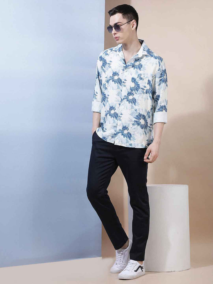 Blue Abstract Print Shirt