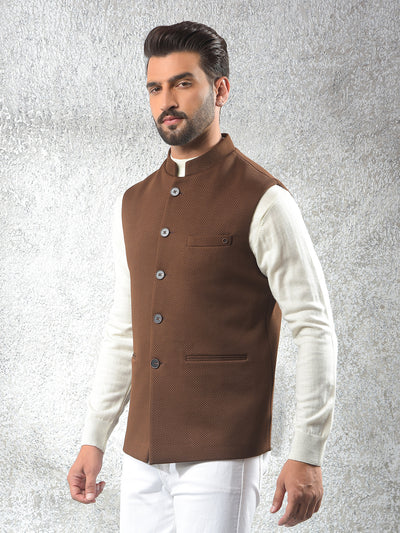 Brown Jacquard Waist Coat