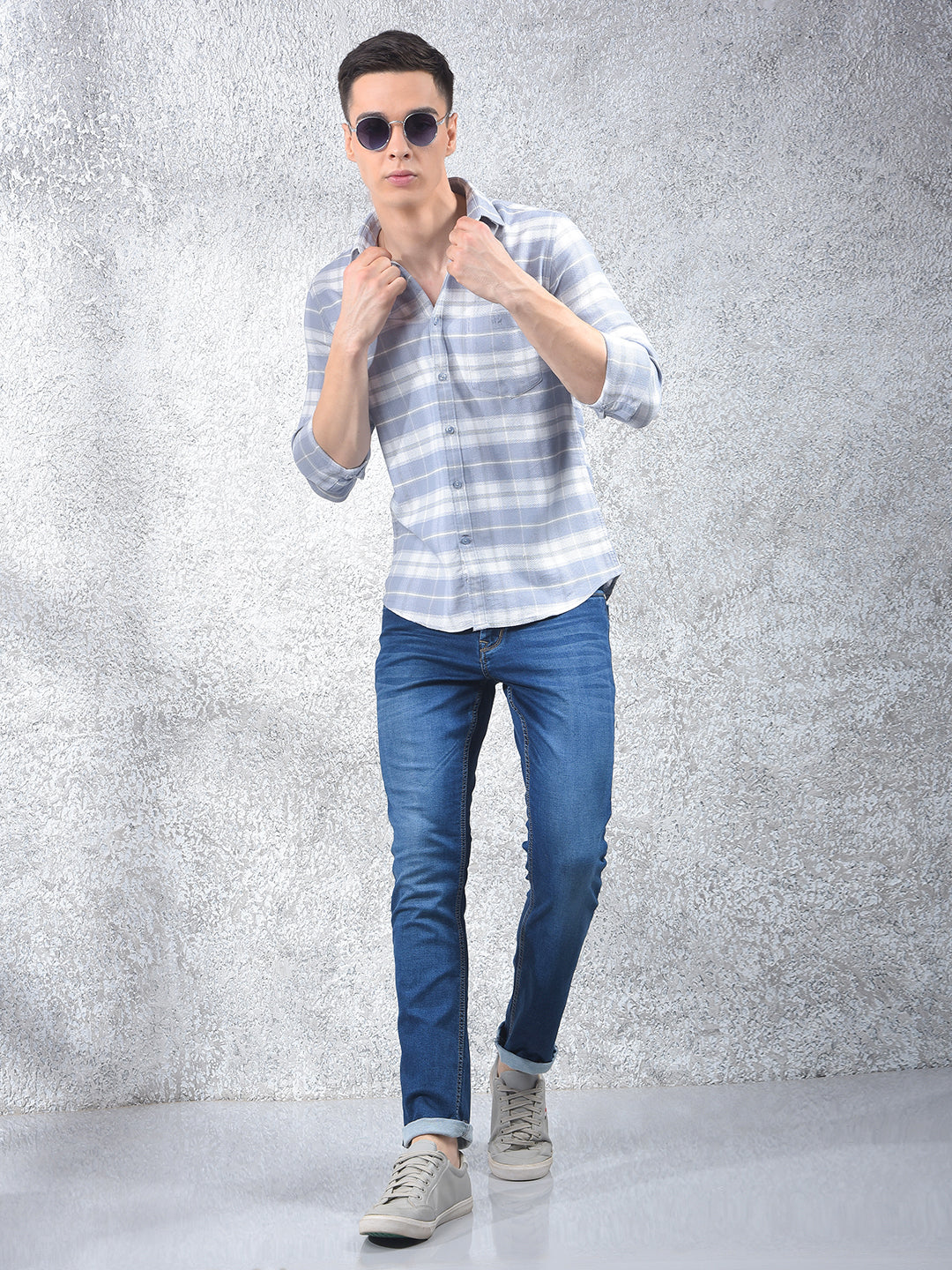 Grey Checked Shirt-Men Shirts-Crimsoune Club
